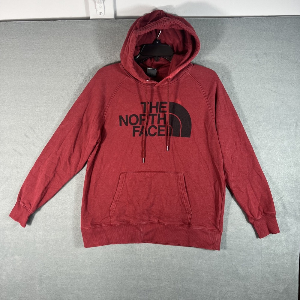 The North Face Women's Red Pullover Hoodie Sweatshirt Logo Pouch Pocket Size M